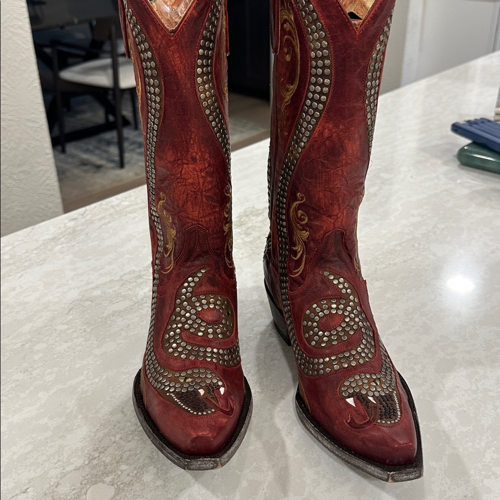 Old Gringo New beaded snake 7.5 Red Western Studded Cowboy Boots